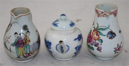 A group of Chinese polychrome and blue and white porcelain, 18th century and later